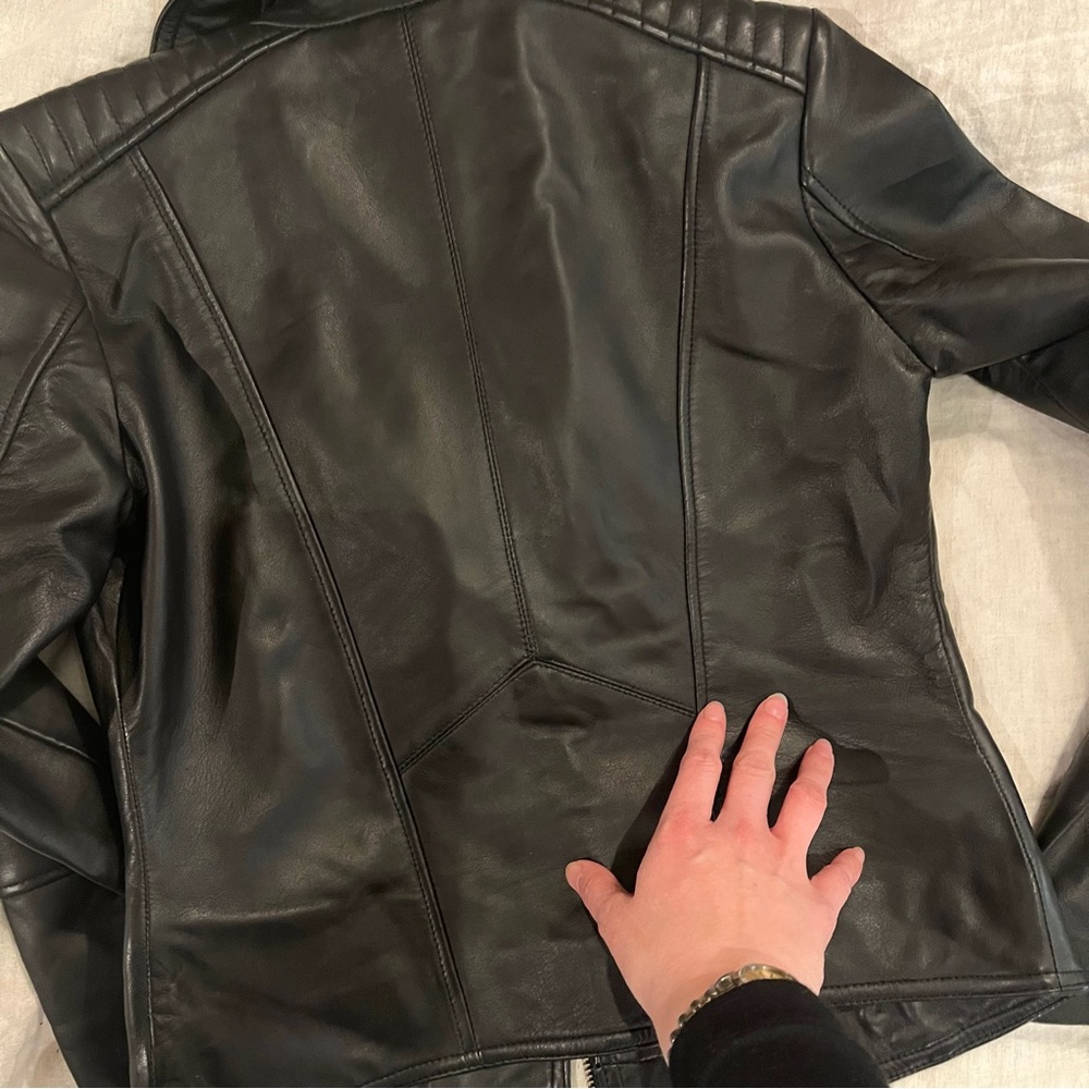 Barney’s Originals Genuine Leather Biker Jacket | UK 6 (0-2 US) - Picture 3 of 7